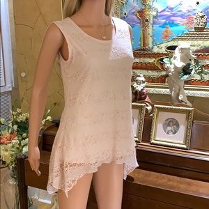 Shannon Ford Sleeveless Lace Tunic Peach Size Med